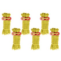 PDS스포츠 캠핑 텐트 고정용 두꺼운 4mm 로프 6개, 옐로우