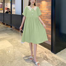 스타 플레인 더블 카라 임산부 원피스