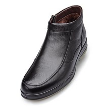 보닌 소가죽 사이드지퍼 보아털 플레인 반목부츠 TS053BK