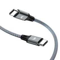 밸류엠 CtoC 메탈 패브릭 PD 100W 고속충전 케이블, 1.2m, 다크그레이