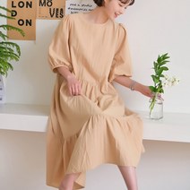 빼빼 여성용 잔체크 퍼프소매 캉캉 원피스