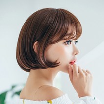 에스홀릭 여성용 슬림핏 단발 러브러브 C컬 통가발, 1개, 샤이니오렌지