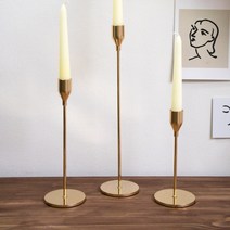 진심디자인 캔들홀더 골드 인테리어 촛대 3종 세트, 로즈골드