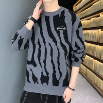 남성용 마켓A 컬러 지브라 니트