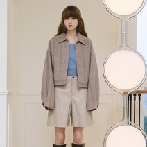 데카브 여성용 볼륨소매 체크 블루종 K224PSF704