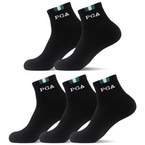 PGA 남성용 스포츠 쿠션 중목 양말 5족 세트 PGAM-44, 블랙