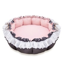 다나휴즈 신생아 해바라기 범퍼침대 레이스, 그레이 + 핑크