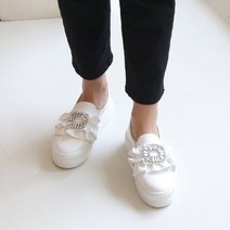 슈벨 여성용 빅큐빅 통굽 키높이 캐럿 슬립온