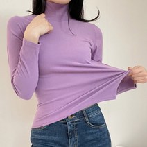 오키 여성용 보들 피치 기모 반폴라 티