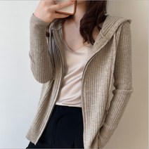 골지 니트 데일리 후드집업 lkf21373