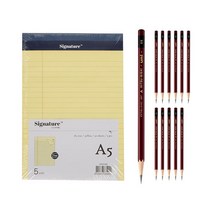 시그니처 리갈패드 A5 5p + 유니볼 연필 6B 12p, 옐로우(리갈패드), 1세트