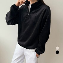 세컨그라운드 여성용 벨벳 코듀로이 반집업 맨투맨