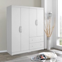 솜씨방가구 심플 1600옷장세트 긴문장1+투서랍장1, 화이트, 01-1_옷장 + 투서랍장