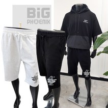 빅피닉스 남자 빅사이즈 여름 배색 트레이닝 5부 면 스판 밴딩 반바지 커플반바지(2color)