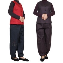 단아한의 여성 여자 겨울 생활한복 개량한복 지화 세트 조끼 바지 실크 법복 절복 누빔