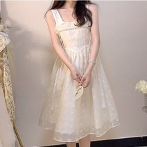 에브리바레 [원피스] S-2XL 큐린 우아한 진주 레이스 셀프웨딩 데이트룩 여성 빅사이즈 뷔스티에 나시 롱원피스