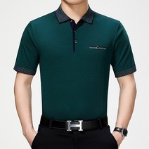 FULE 삼촌의 옷장 좋은 품질과 다양한 스타일 A 세대 헤어 여름 티셔츠 남성용 새로운 옷깃 아이스 실크 티셔츠 아빠 착용 중년 및 노인 반팔 남성 티셔츠