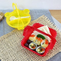 손잡이 있는 일회용 나들이 도시락 국내생산, 곰돌이피크닉도시락2P세트-5개