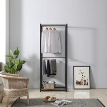 배송비무료 DIY 조립식 철재 드레스룸 행거800(2컬러) 코너 선반 서랍 옷방, 블랙