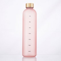Kcwen 스포츠 물병 1L 헬스물통 트라이탄 휴대용 시간 표시, 핑크