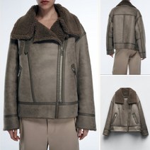 [KYO컴퍼니] ZARA 여성 가죽 퍼자켓 무스탕 카라넥 루즈핏 집업