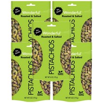 원더풀피스타치오 Wonderful Pistachios 로스티드 앤 솔티드 피스타치오 6oz 5팩 총 862g