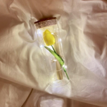 [프렌치로즈]6타입 LED 코르크 유리병 기념일 선물 꽃 편지지 세트, 옐로우튤립