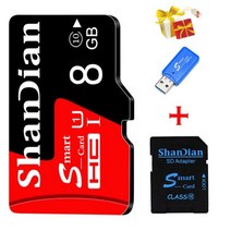 microsd 핸드폰 외장 블랙박스칩 메모리 ShanDian 스마트 sd 카드 32 기가 바이트 리더 class10 TF 16 64 외부 디스크 전화 카메라, 8GB class 10
