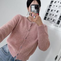 옷자락 [옷자락] 여자 울니트 가을 라운드넥 뽀송 파스텔 가디건