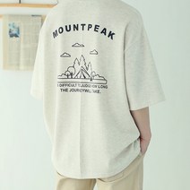 남자 오버핏 반팔티 마운트 레터링 프린팅 5부 7부 여름 면 박스 커플 시밀러룩 4컬러