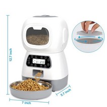 강아지 자동급식기 고양이 자율배식 급여기 자율급식 공급기 사료 배식기 반려견, 3.5L Button control_EU plug |
