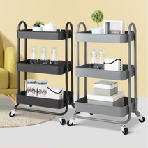 이동식 미용 피부 웨건 츄레이 카트 틈새선반 키친, 3단 그레이