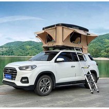 SUV 차량용 루프탑 차박 썬루프 접이식 텐트 캠핑, 초대형흰색커버+아미그린일반싱글레이어단층