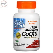닥터스베스트 고흡수율 고함량 미국정품 항공배송CoQ10 바이오페린 200mg 캠슐60정, 600mg, 180개