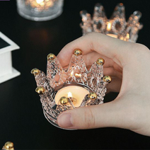 양초받침 크리스탈 왕관 티라이트홀더 캔들홀더 촛불받침대, 크리스탈 금장왕관