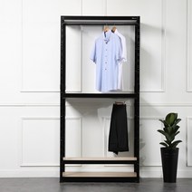 아도라하우스 드레스룸 철제 조립식 행거2개 1000x400 높이2100 4단, 화이트