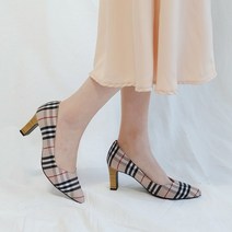 [무료배송Anais(아나이스)]벤클리_S 체크 통굽 펌프스힐 7cm