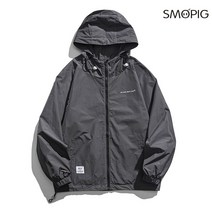 SMOPIG 남성 캐주얼 루즈핏 후드 봄 야상 바람막이 점퍼