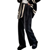 데이홀릭 허리끈 와이드 루즈핏 롱벨벳팬츠