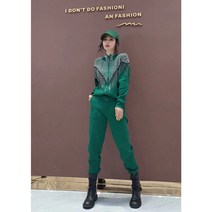 여성 명품스타일 벨벳 트레이닝복 럭셔리 카우보이 스타일 나들이복 상하의 세트