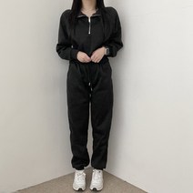 VANANA2 여성 투피스룩 크롭 반집업 조거 밴딩 팬츠 트레이닝복 상하의 세트