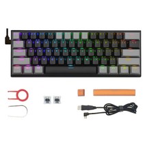RGB 유선 기계식 키보드 61 Windows XP 용 광학 스위치, 블랙 스위치