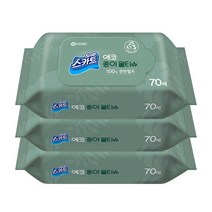 스카트 에코 종이 물티슈 70매 x 3개 친환경 천연펄프