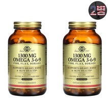 1+1 솔가 오메가369 1300mg EPA DHA 감마 리놀렌산 올레산 120캡슐, 2통