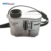 레이저줄자 디지털 거리측정 조정 가능한 60X 보석 돋보기 UV 램프 LED 광학 미니 루페 단안경 끈 포켓 현미경, Battery Included