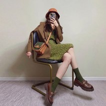 여성 봄가을 로맨틱 캐주얼 세미 정장 자켓 원피스 세트 고급 이너 그린 플라워 스커트 투피스