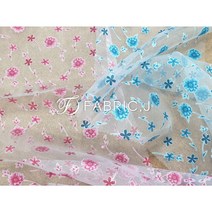 패브릭제이 인견 혼방 잔꽃 플라워 번아웃 노방 오간자 원단 2종 FJ-143, 프리마핑크