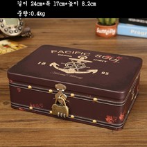 Makone 레트로 철제 상자 소품 빈티지 양철통 수납함 다용도 악세서리 사각 보관함 티백 영양제 화장품 잠금 자물쇠, I대개