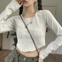 [랜덤플레이] 빈티지룩 라인 포인트 슬림핏 크롭티