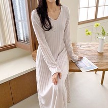 oshu / 여성 데일리 모던한 골지 플레어 단아한 롱원피스
